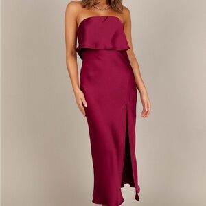 NWT Petal & Pup Vienna Strapless Midi Dress, Berry, Women’s Size Large